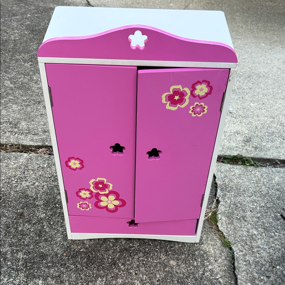 Pink Floral Wooden Cabinet